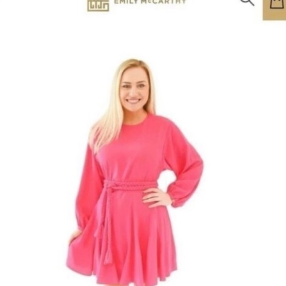 Emily McCarthy Pink Long Sleeve Flared Mini Dress Sz XS - Picture 16 of 16